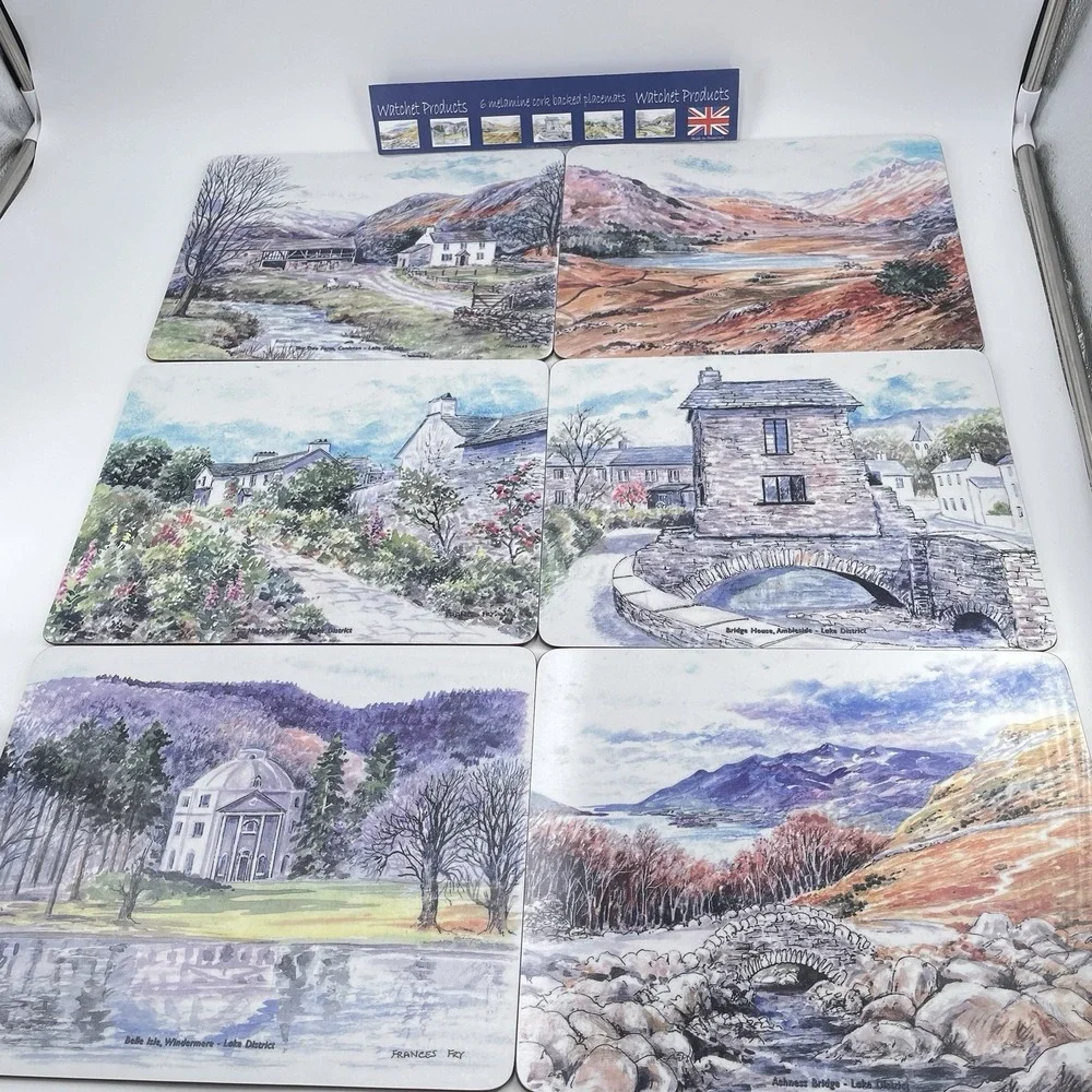 Watchet 6 Melamine Cork backed Placemats Scenes of Lake District UK Enesco Site
